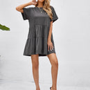 VCAY Vestido smock manga enrollada bajo con fruncido
