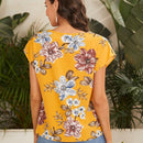 LUNE Top con estampado floral de manga murcielago