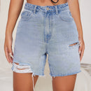 EZwear Shorts mezclilla desgarro bajo crudo