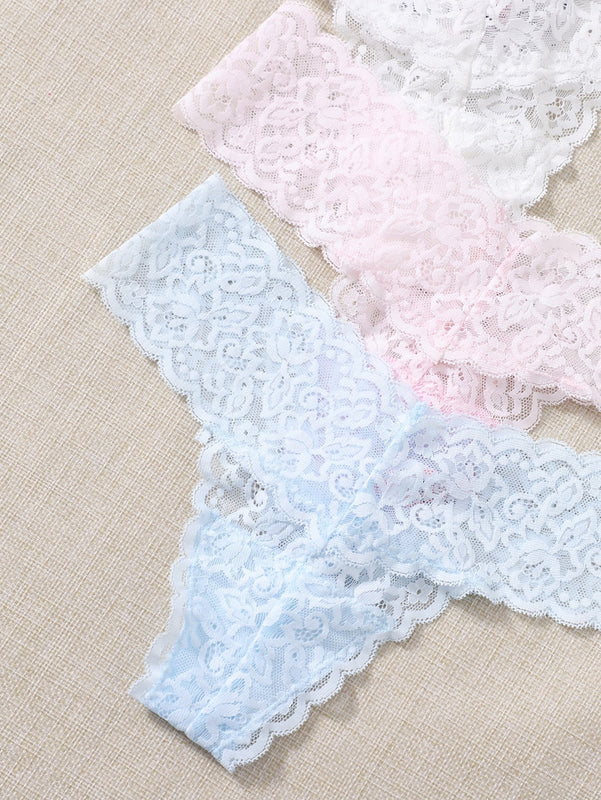 Underwear&sleepwear basics 4 paquete de lenceria de tanga de encaje floral