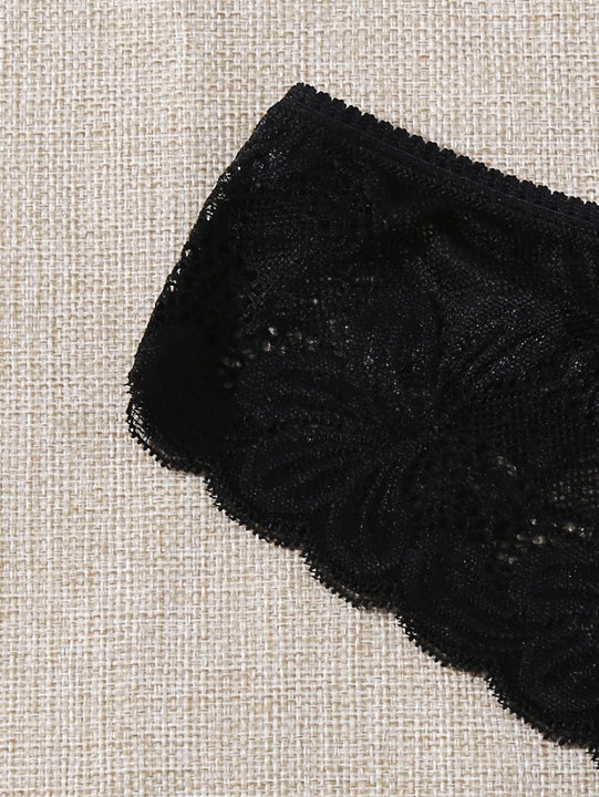Conjunto De Ropa Interior De Encaje Floral De 2 Paquetes