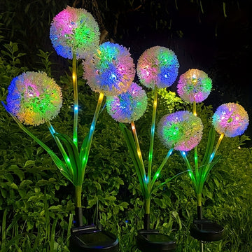 1 unidad de luz decorativa para jardín con energía solar, forma de diente de león, para exteriores, patio y césped