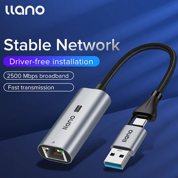 LLANO Adaptador USB 3.1 a RJ45 Gigabit Ethernet, convertidor de red de aleación de aluminio con modo de alimentación USB, compatible con computadoras portátiles para juegos y transmisión en vivo
