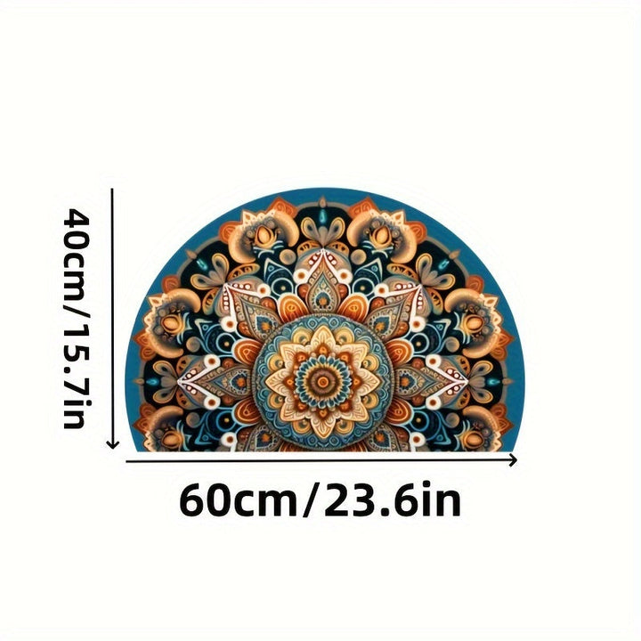 Alfombra de Entrada Estilo Boho con Diseño Mandala, Súper Suave y Lavable, Ideal para Sala, Cocina, Baño, Dormitorio y Exteriores