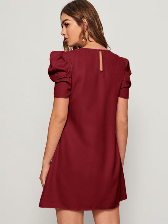 Prive Vestido tunico de espalda con abertura de ojo de manga farol