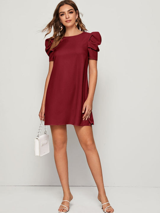 Prive Vestido tunico de espalda con abertura de ojo de manga farol