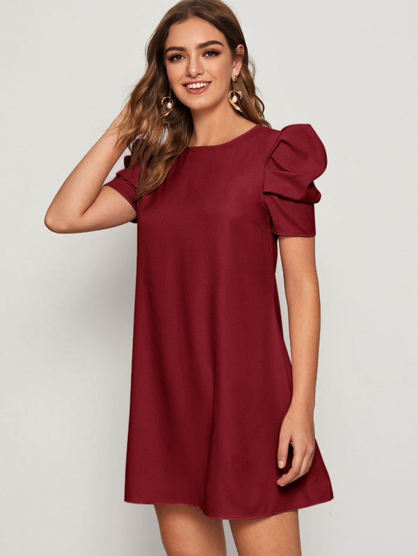 Prive Vestido tunico de espalda con abertura de ojo de manga farol