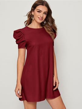 Prive Vestido tunico de espalda con abertura de ojo de manga farol