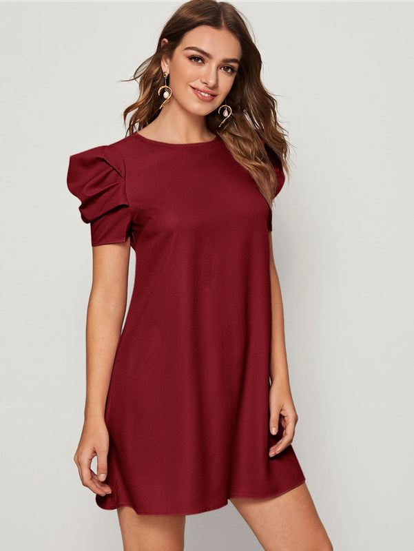 Prive Vestido tunico de espalda con abertura de ojo de manga farol