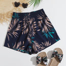 VCAY Shorts de cintura alta con estampado de planta