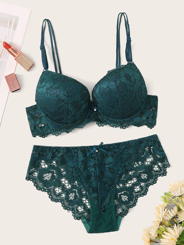 Set de lenceria con aro con encaje floral