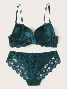 Set de lenceria con aro con encaje floral