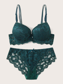 Set de lenceria con aro con encaje floral