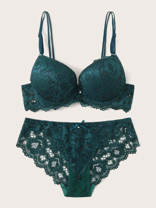 Set de lenceria con aro con encaje floral