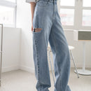 DAZY Jeans De Pierna Ancha De Cintura Alta Y Rasgados