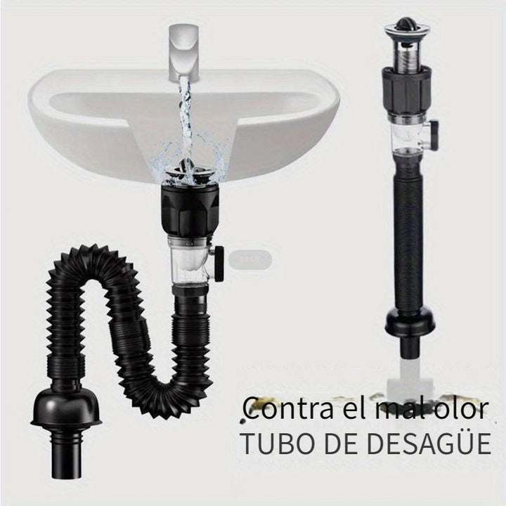 Juego de Tubos Retráctiles Antiodor para Cocina y Baño de 1 Pieza - Tubo de Drenaje Universal para Inodoro, Tubo de Agua y Accesorios