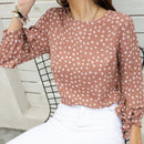 LUNE Blusa floral de espalda con abertura de ojo de puno con nudo