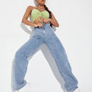 Jeans de talle alto de pierna ancha