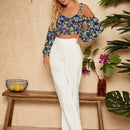 Top de hombros descubiertos floral