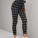 Essnce Pantalones de cuadros con nudo delantero ribete fruncido
