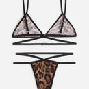 Set de lenceria de leopardo con abertura