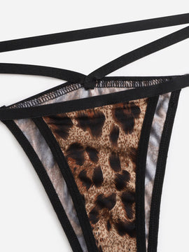 Set de lenceria de leopardo con abertura