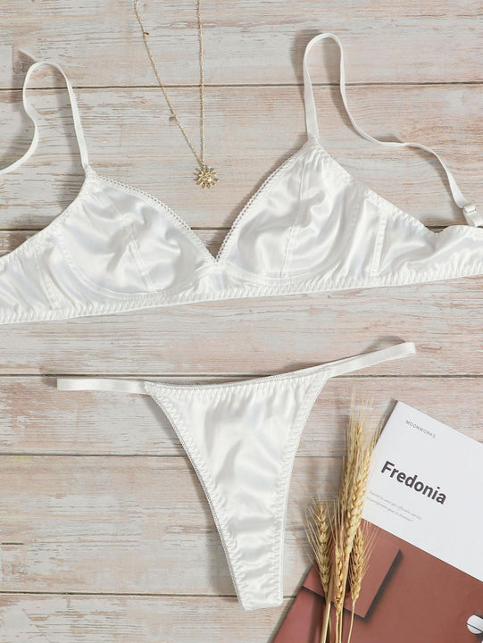 Set de lenceria unicolor de saten