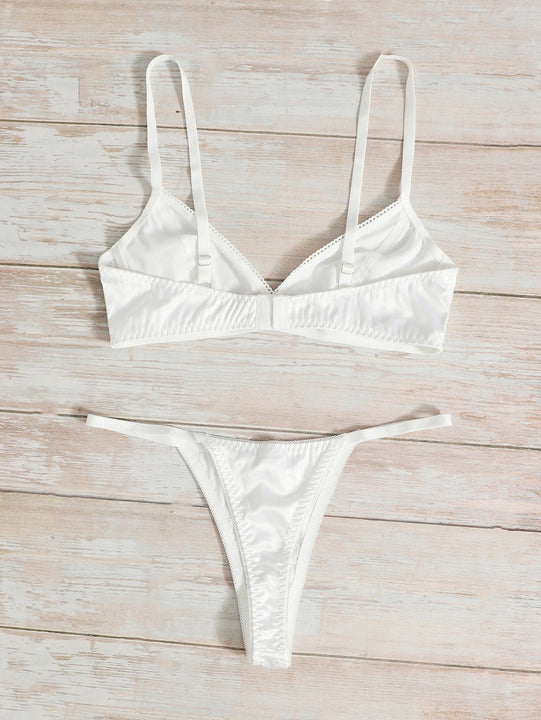 Set de lenceria unicolor de saten