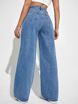EZwear Jeans de talle alto de pierna ancha
