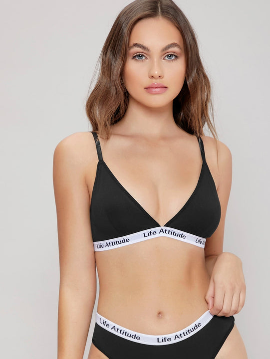 Sujetador sin aro con cinta con letra