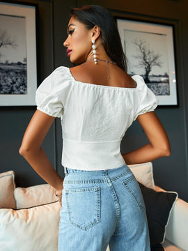 Blusa con cordon de manga farol