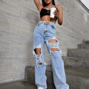 Jeans rotos de talle alto
