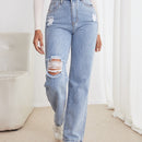 Jeans desgarro de talle alto de pierna recta