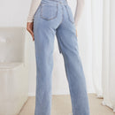 Jeans desgarro de talle alto de pierna recta