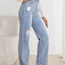Jeans desgarro de talle alto de pierna recta
