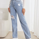 Jeans desgarro de talle alto de pierna recta