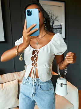 Unity Blusa con cordon de manga farol