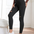 Essnce Pantalones ajustados rasgados de talle alto en color liso para mujeres, para primavera y verano