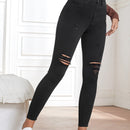 Essnce Pantalones ajustados rasgados de talle alto en color liso para mujeres, para primavera y verano