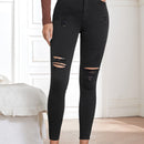 Essnce Pantalones ajustados rasgados de talle alto en color liso para mujeres, para primavera y verano