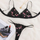 Set de lenceria floral de malla