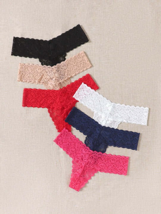 Underwear&sleepwear basics paquete de 6 tangas de encaje floral