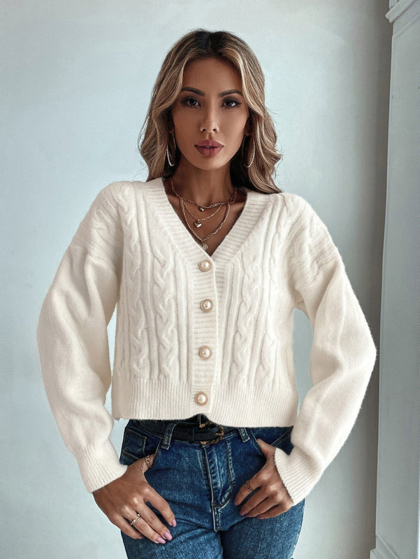 Prive cardigan informal de mujer de ajuste holgado, con hombros caidos, manga larga y de una sola hilera de botones, para otono/invierno