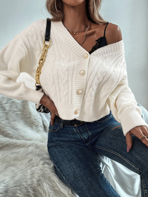 Prive cardigan informal de mujer de ajuste holgado, con hombros caidos, manga larga y de una sola hilera de botones, para otono/invierno