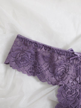 Lenceria En Forma De Tanga Decorada Con Lazo Y Encaje Floral