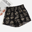 LUNE Shorts de leopardo estampado de esqueleto con fruncido