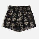 LUNE Shorts de leopardo estampado de esqueleto con fruncido