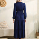 EMERY ROSE Vestido de cuello notch de manga farol bajo con fruncido