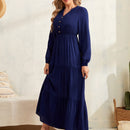 EMERY ROSE Vestido de cuello notch de manga farol bajo con fruncido