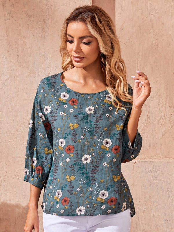 EMERY ROSE Blusa con estampado floral de hombros caidos